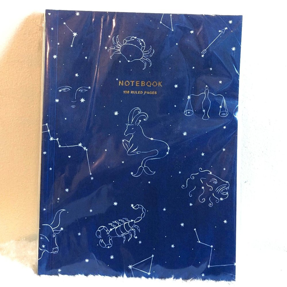 New in Plastic - Wrap Starry Night Layflat Zodiac Notebook w Lined Pages